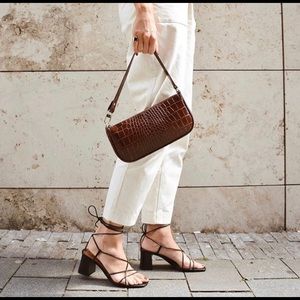 BY FAR RACHEL NUTELLA CROCO EMBOSSED LEATHER BAG